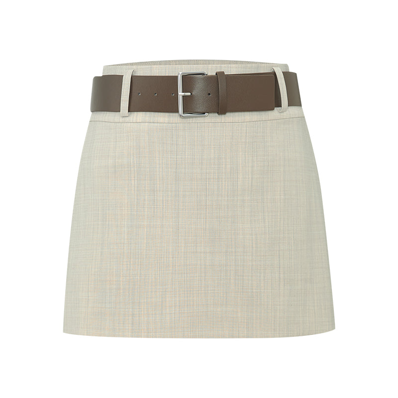 Summer Wool Mini Skirt - Oat Beige
