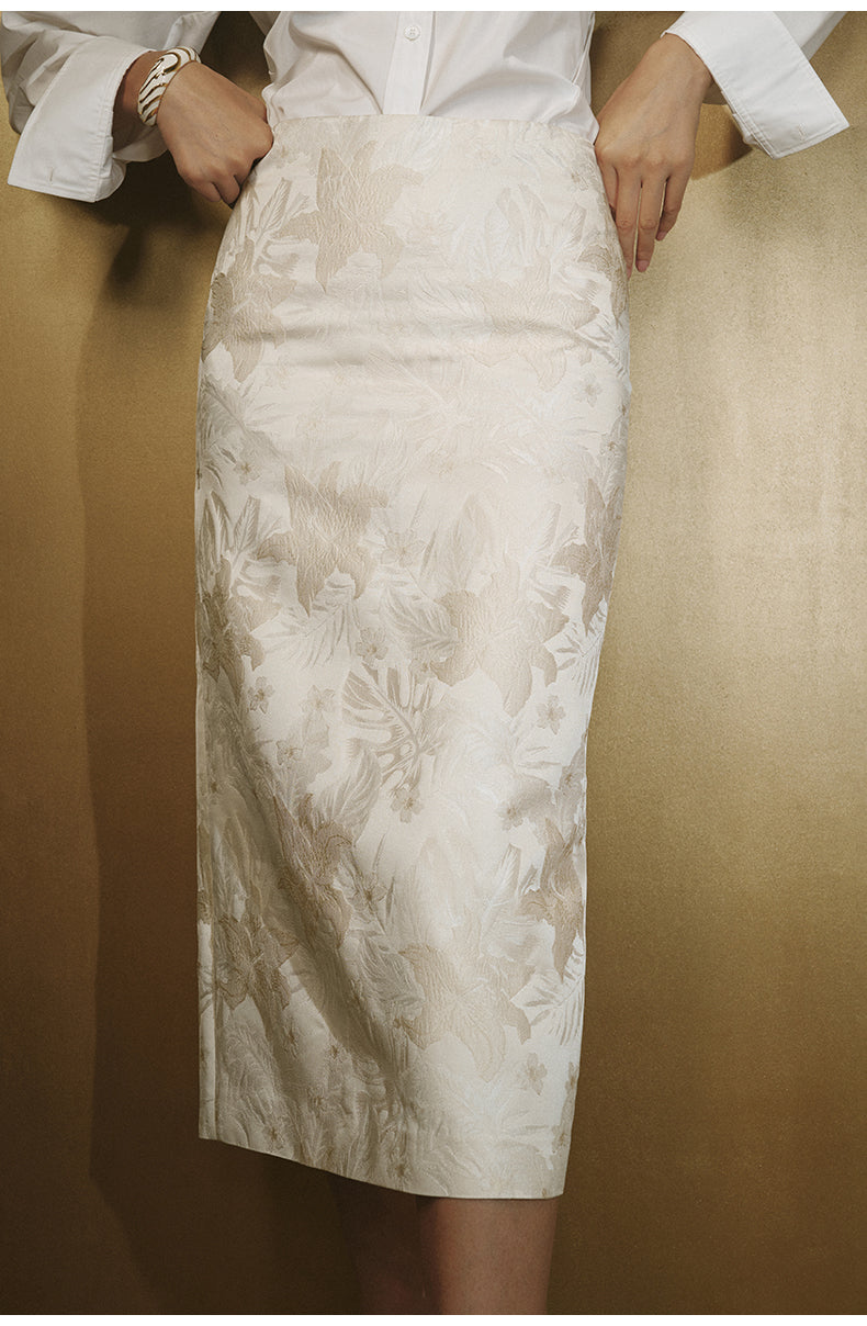 Ivory Wind Chime Midi Skirt - Ivory White