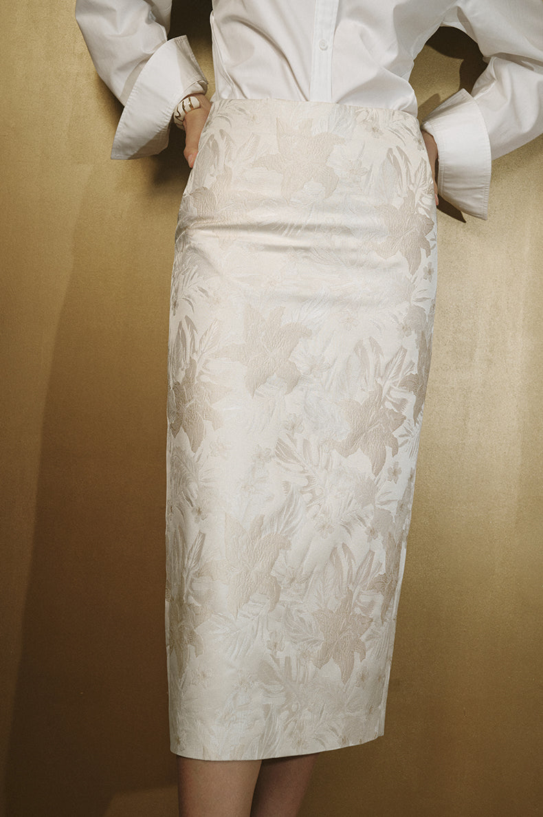 Ivory Wind Chime Midi Skirt - Ivory White