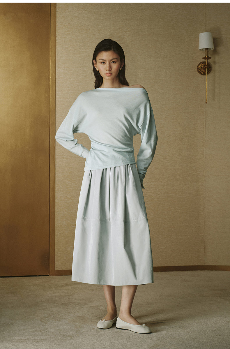 Memory A-Line Skirt Pale Water Blue