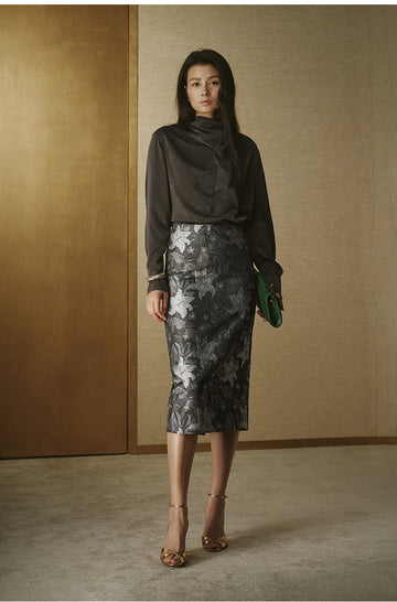 Printed Wind Chime Skirt - Dusk Gold