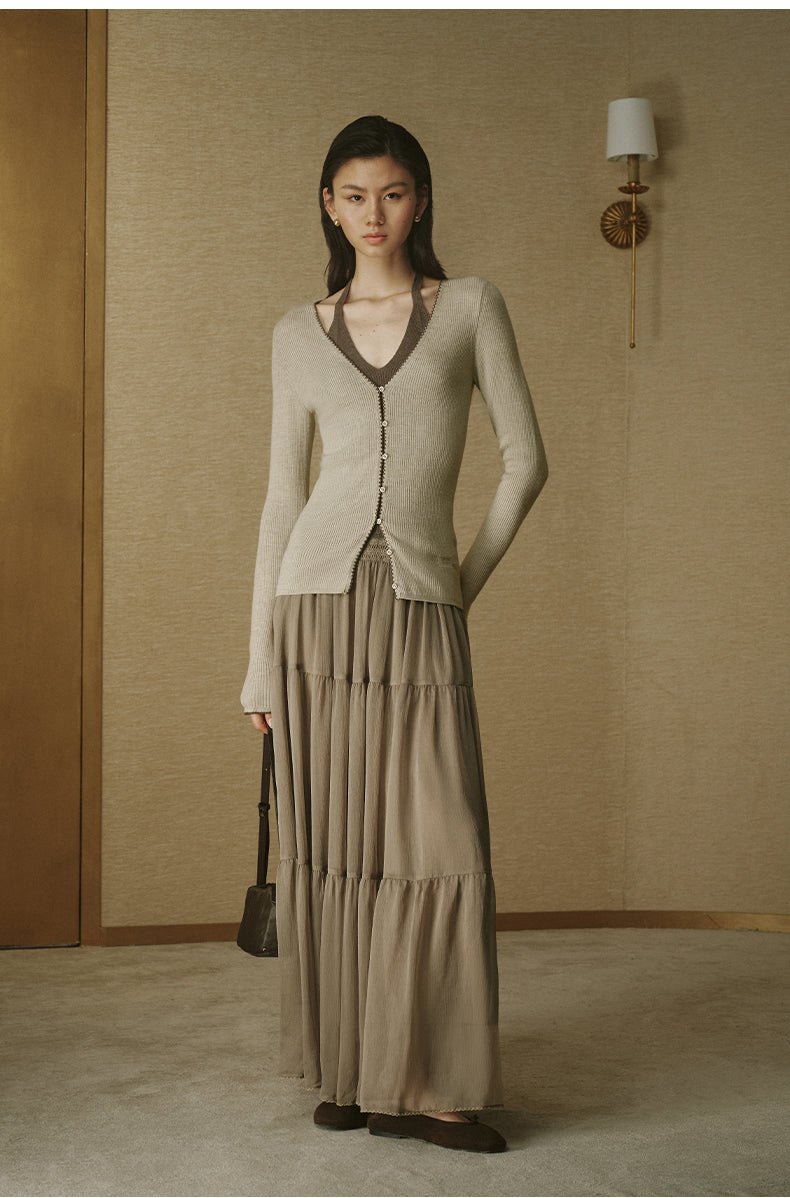 Tiered Panel Midi Skirt - Silky Taupe