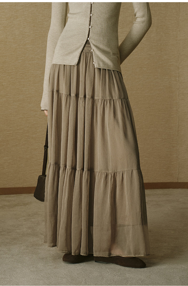 Tiered Panel Midi Skirt - Silky Taupe