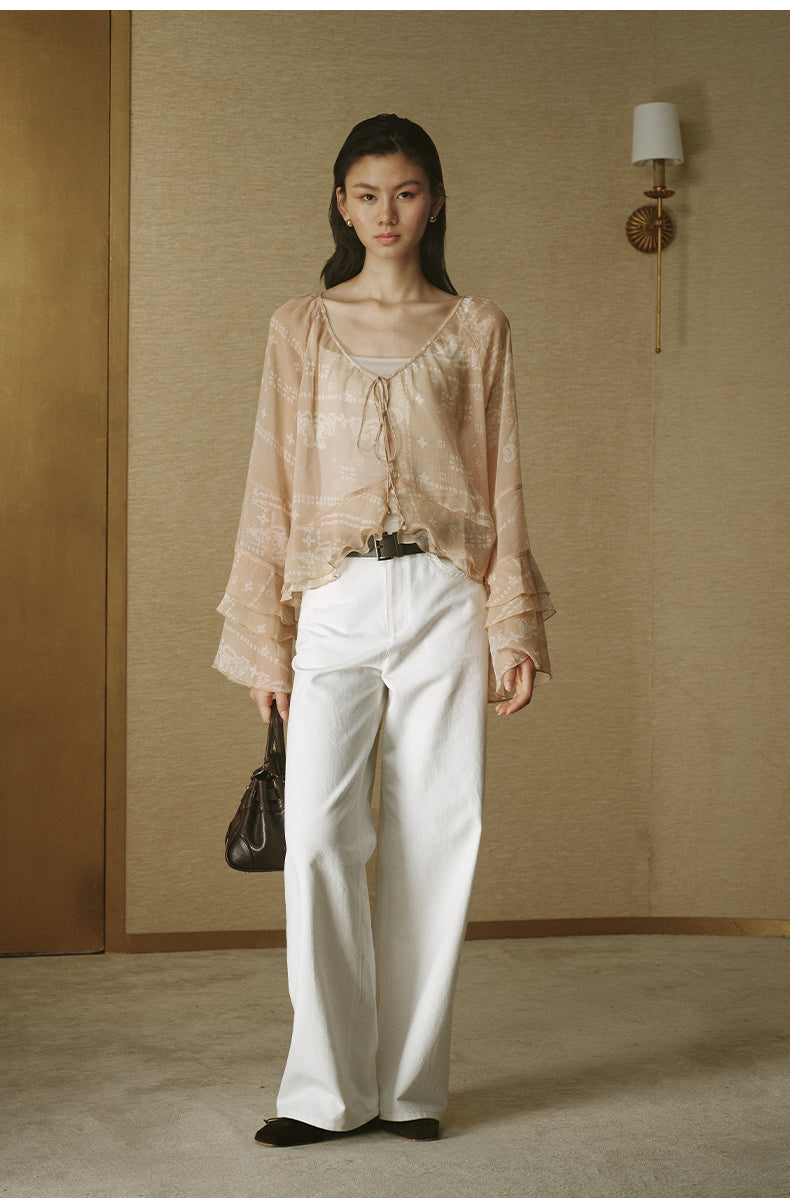 ZZ2FAWCC003 Romantic Floral Shirt Cream Floral