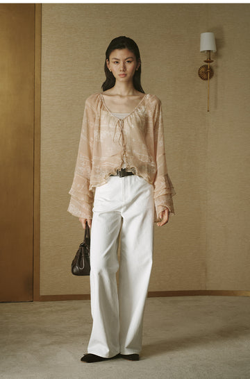 ZZ2FAWCC003 Romantic Floral Shirt Cream Floral