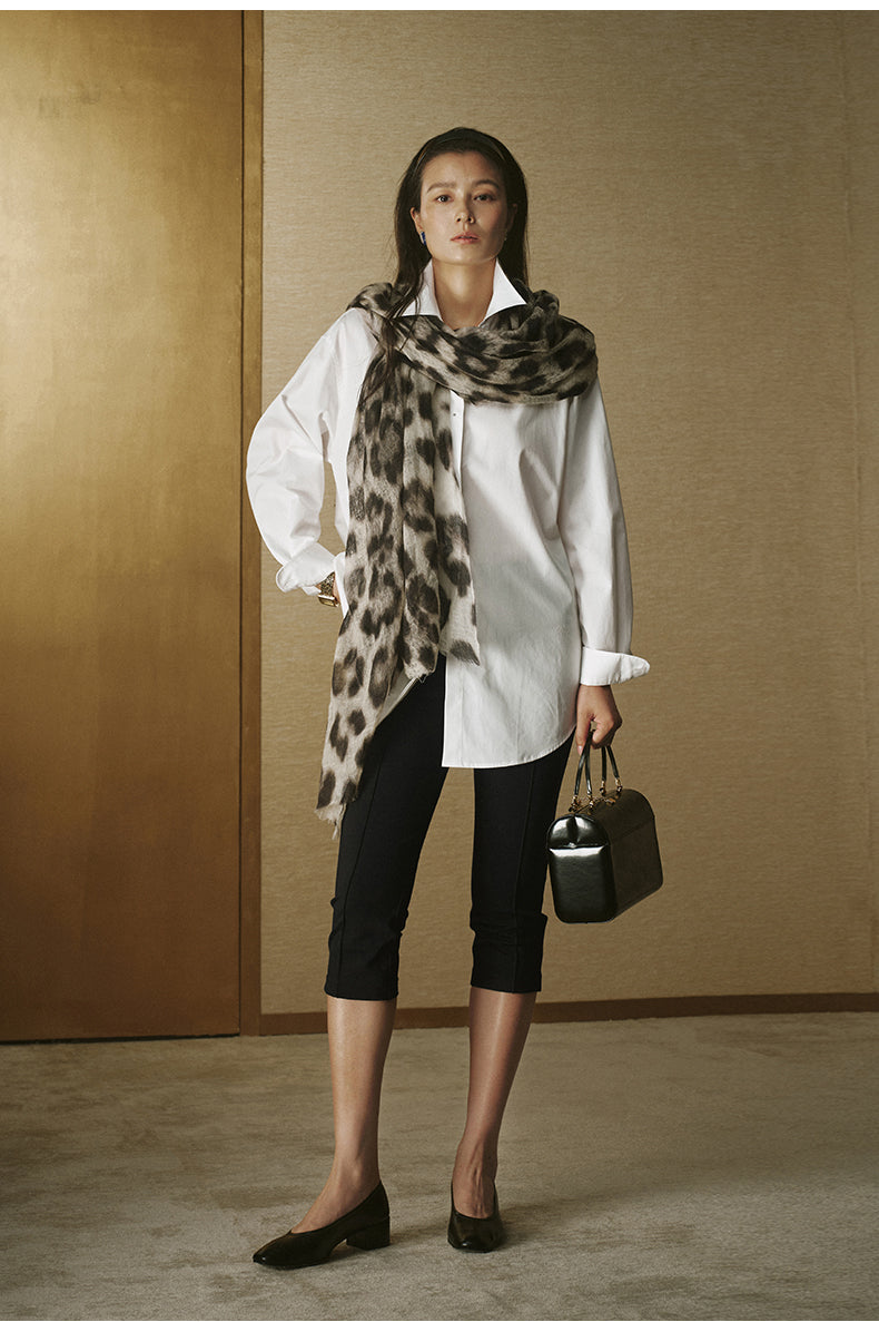 Silver-Button Cotton Shirt - Ivory White