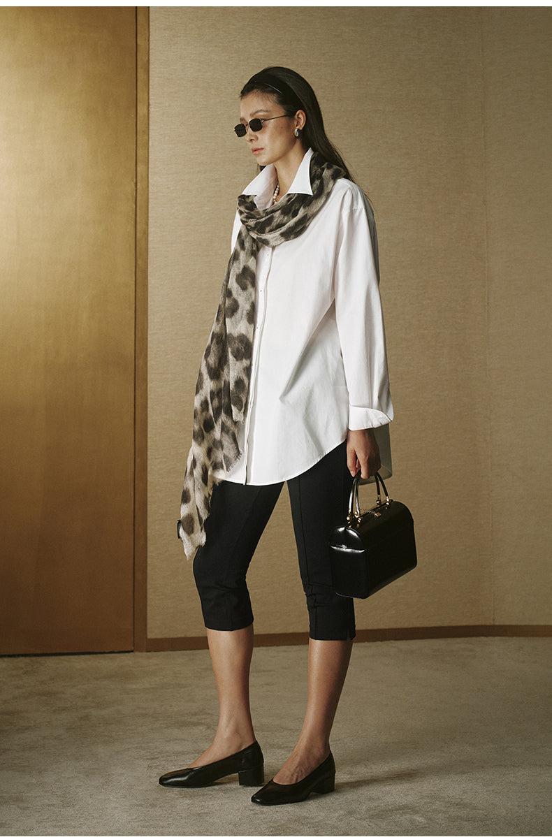 Silver-Button Cotton Shirt - Ivory White