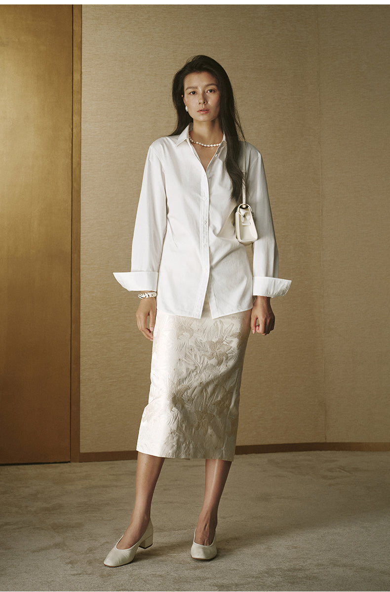Classic Tailored Waist Shirt - Ivory White