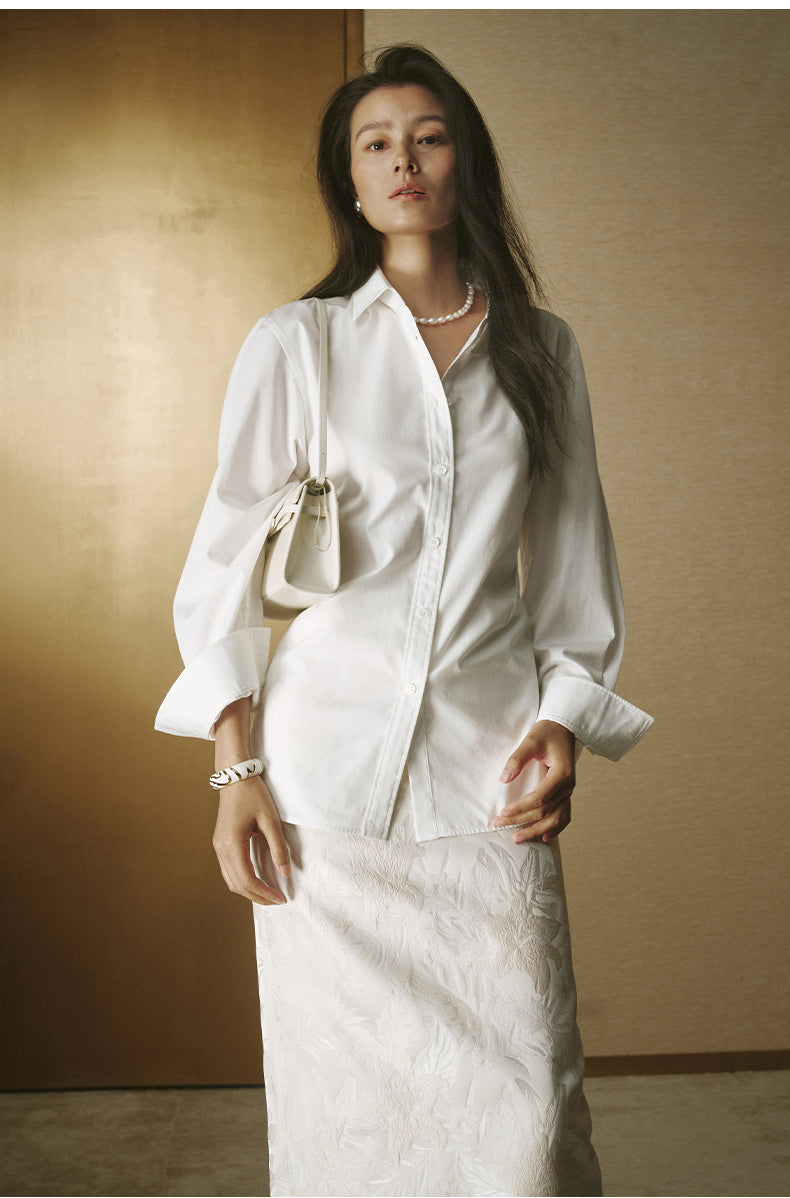 Classic Tailored Waist Shirt - Ivory White