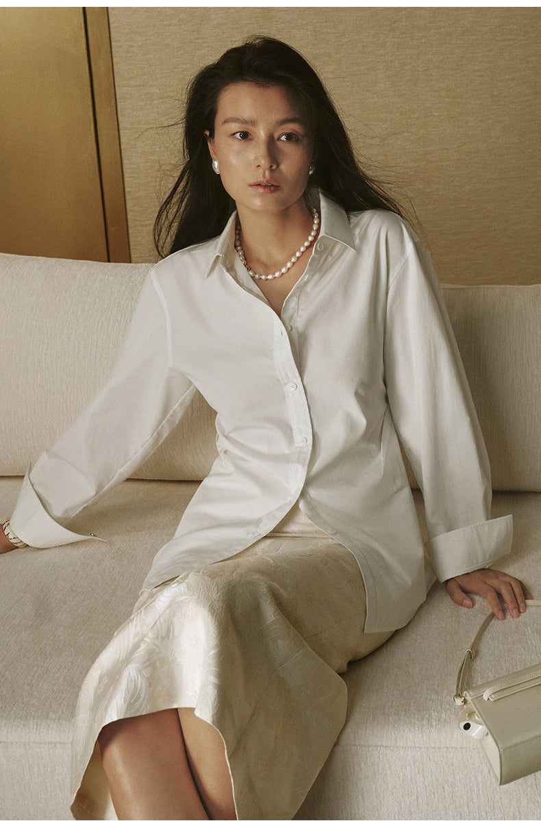 Classic Tailored Waist Shirt - Ivory White