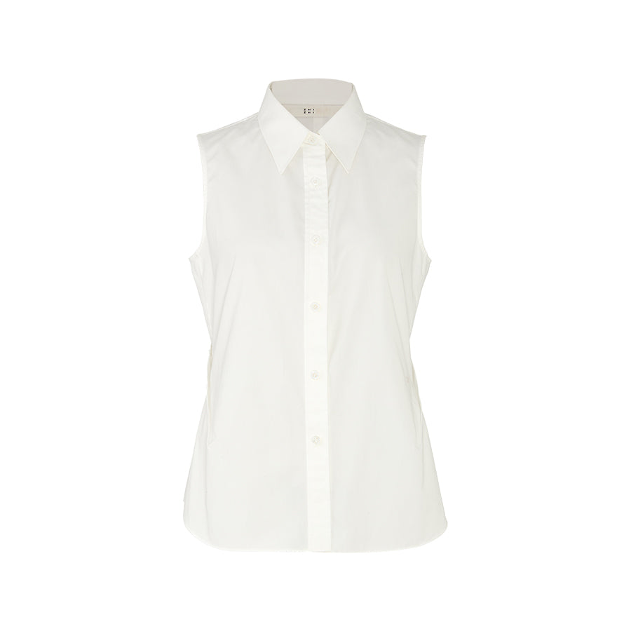 Sleeveless Shirt Collar Top