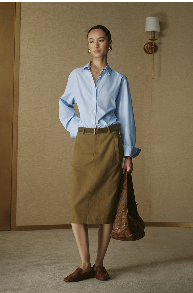 Tailored Waist Shirt - Sky Blue