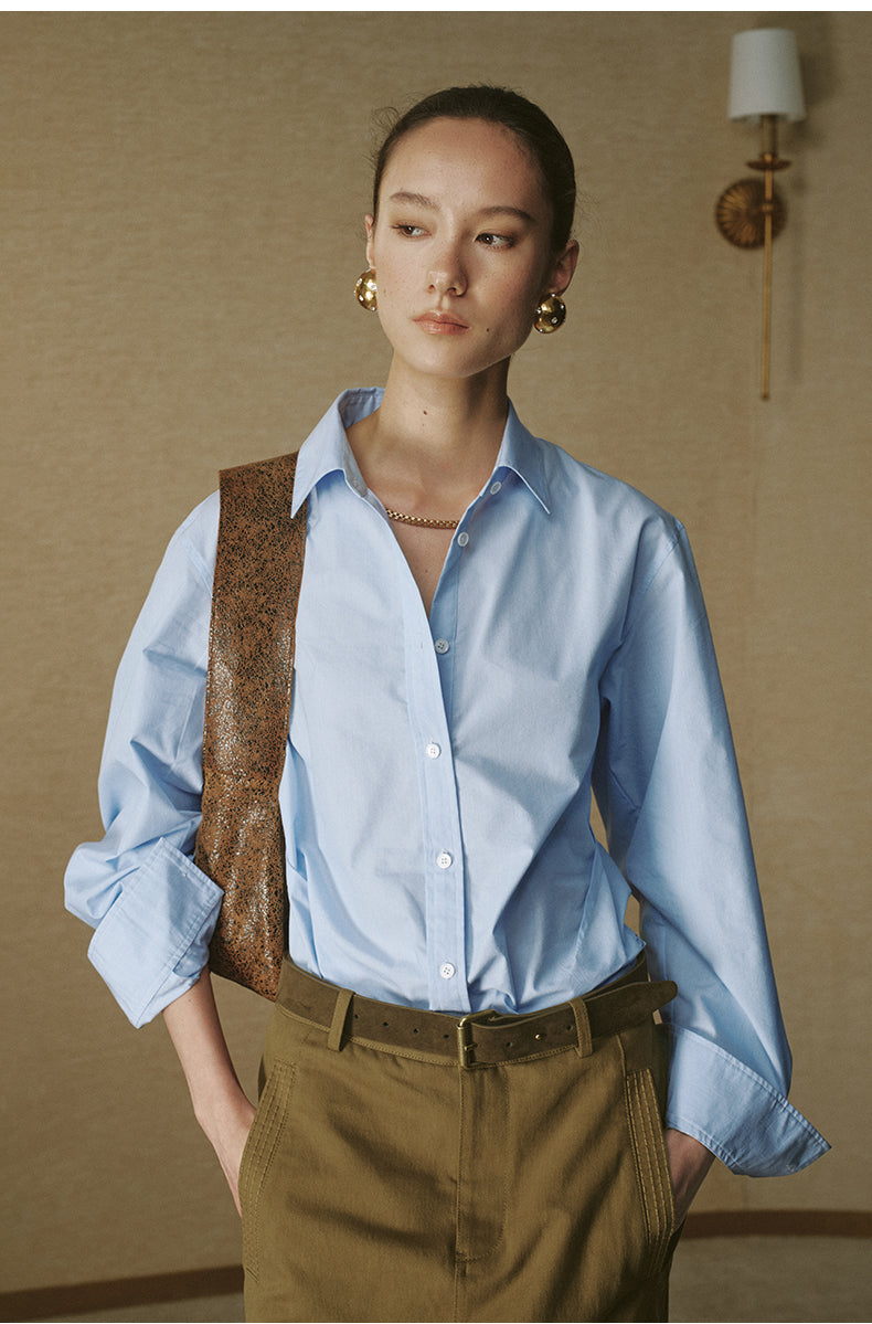Tailored Waist Shirt - Sky Blue