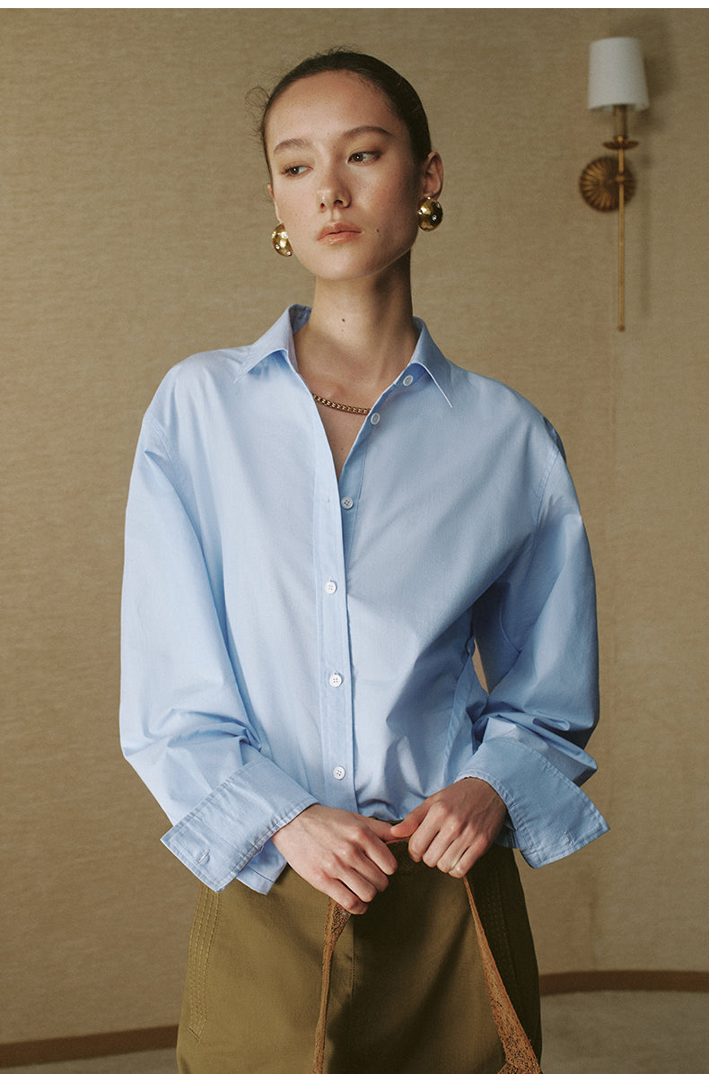 Tailored Waist Shirt - Sky Blue