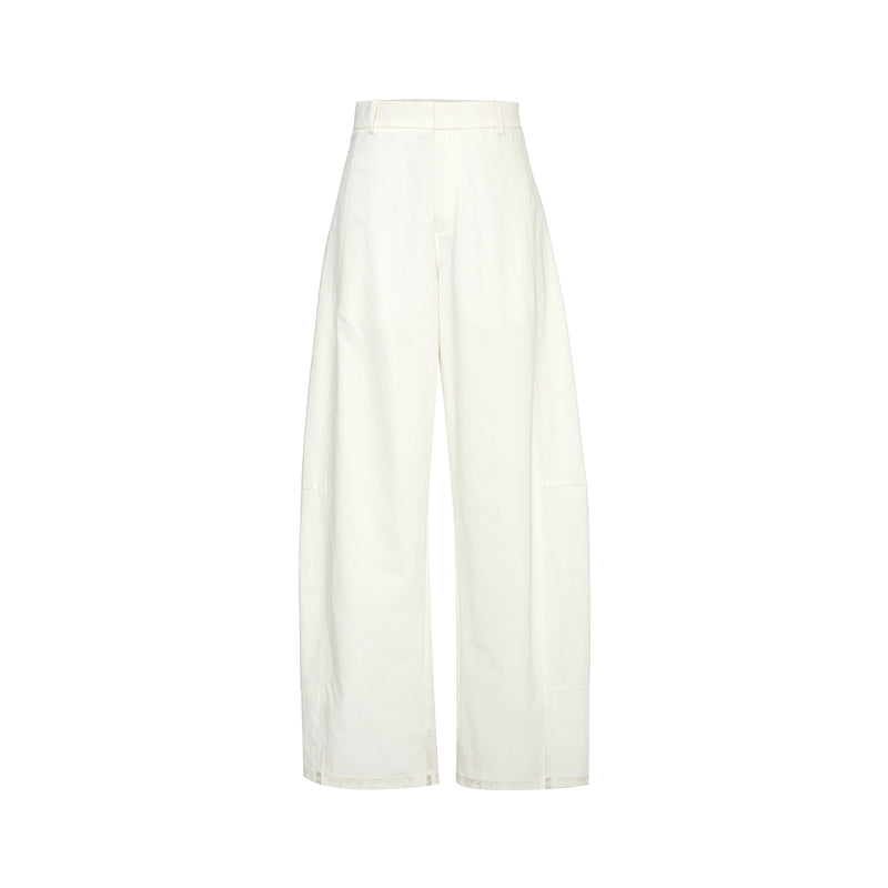 Denim-Look Curved Trousers