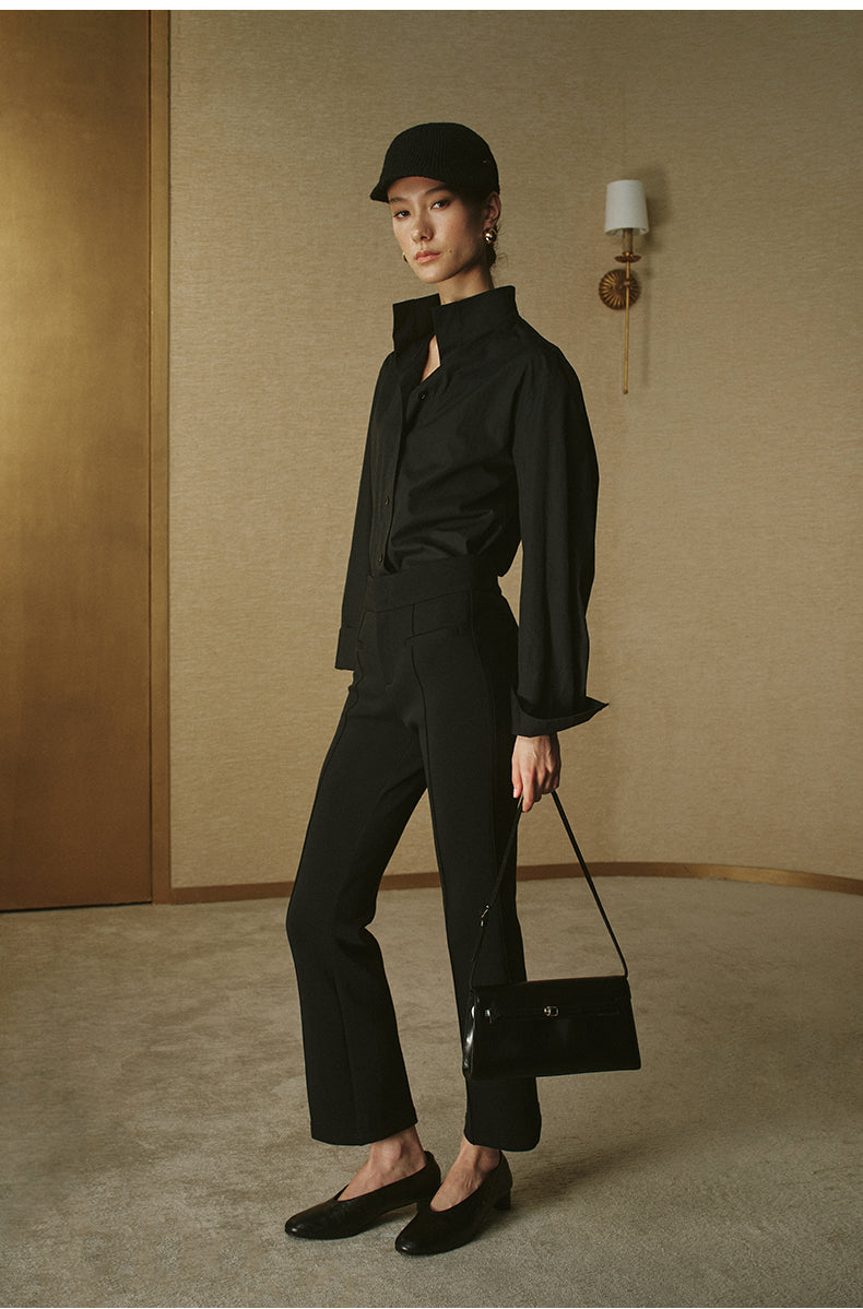 ZZ2FAWK9032 Cropped Flare Trousers Ink Black
