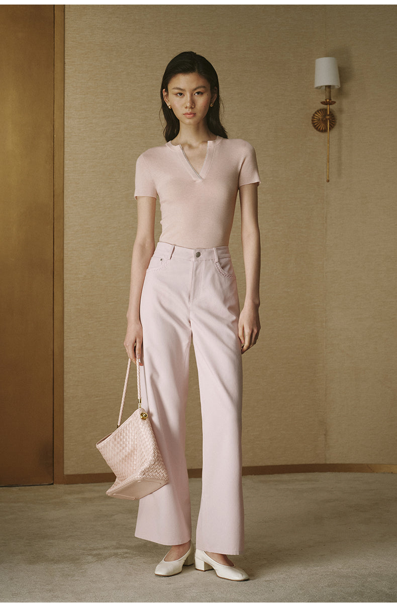 Cotton Twill Straight Trousers | ZHIZHI