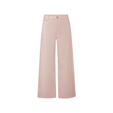 Cotton Twill Straight Trousers - Berry Pink - white background
