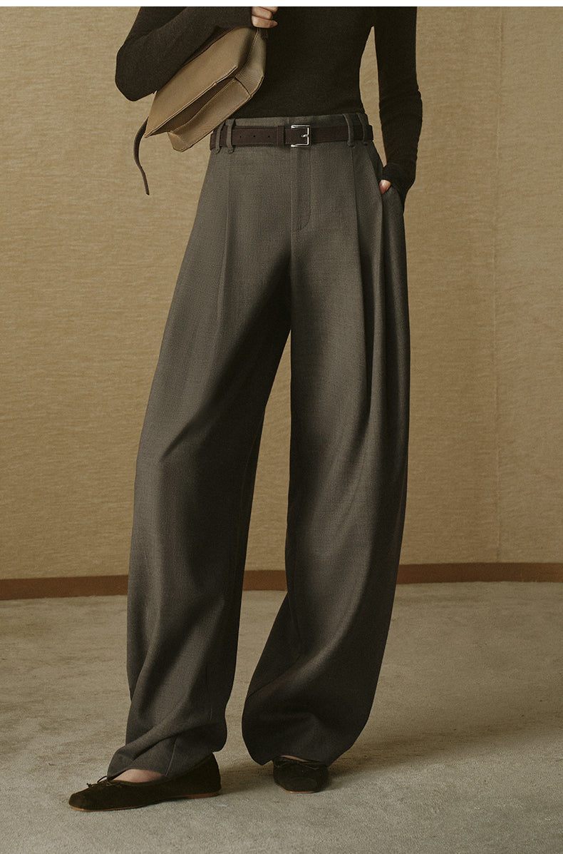 Summer Wool Double-Pleat Trousers - Deep Brown