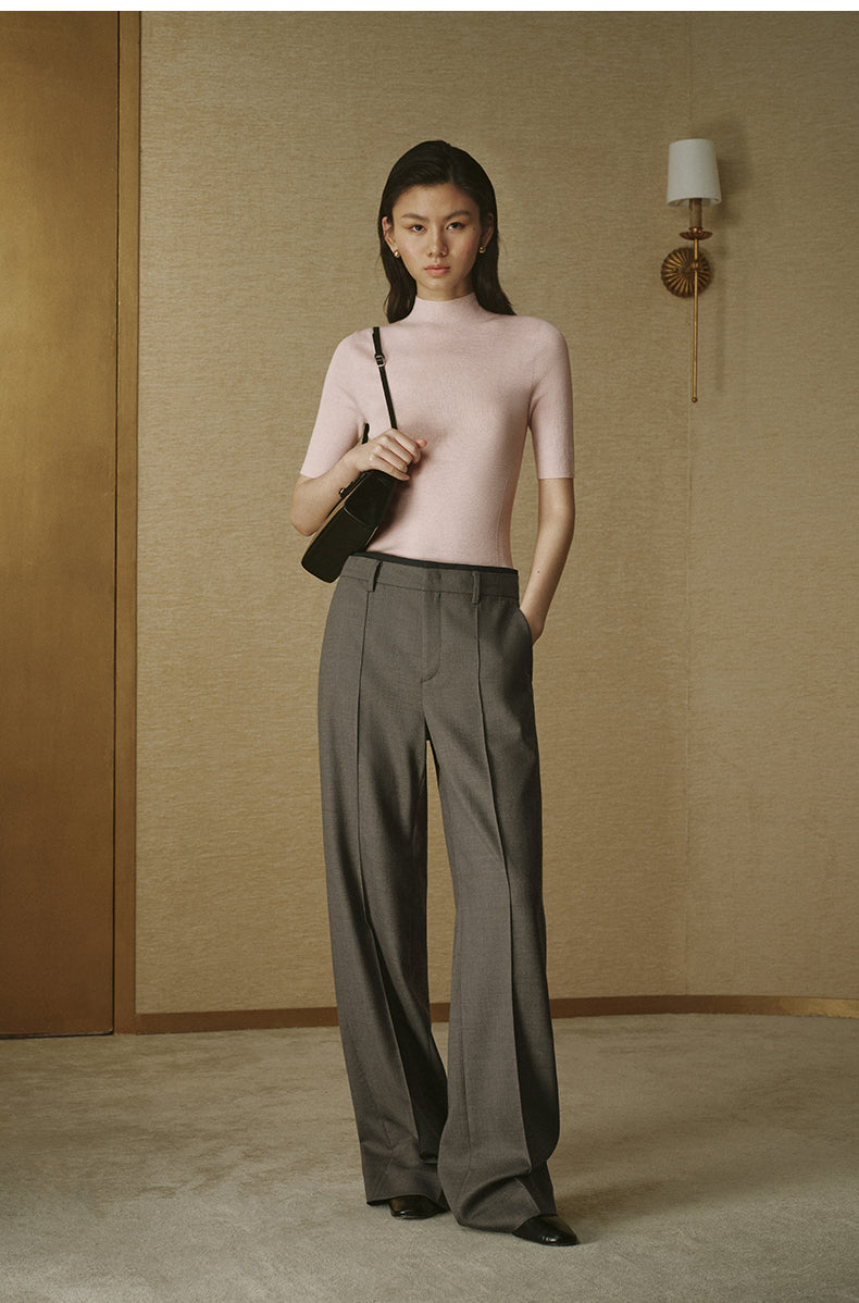 High-Waisted Tailored Trousers - Night Grey