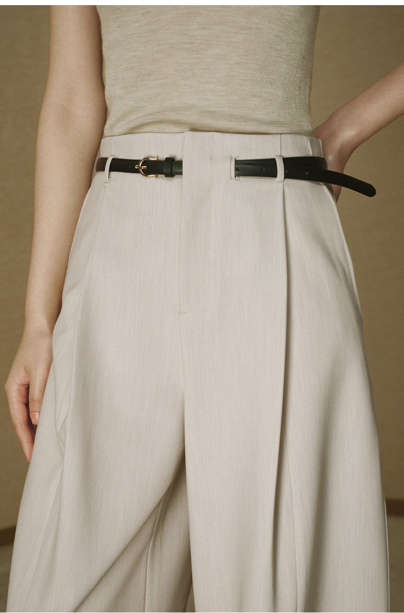 ZZ2FAWKZ008 Belted Pleated Wide Trousers Light Camel