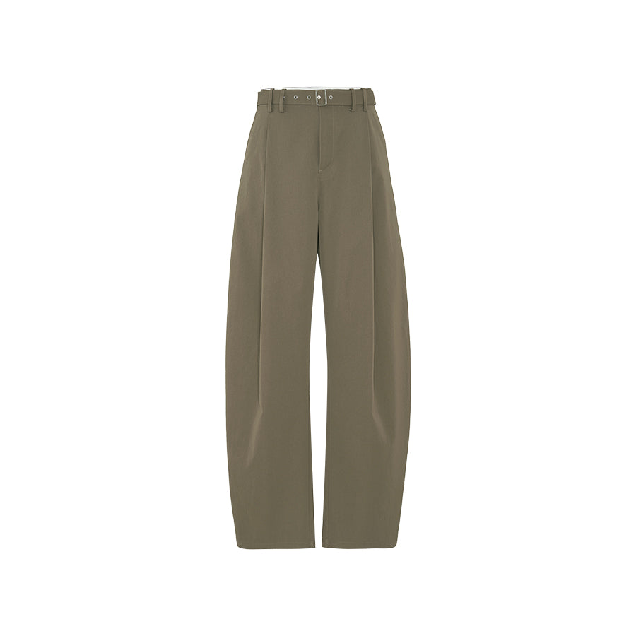 Pleated Cotton Wide Trousers