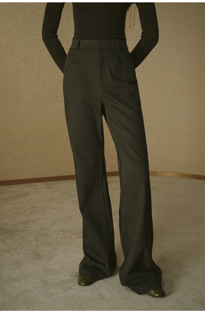 Structured Flared Trousers Pine Grey Green