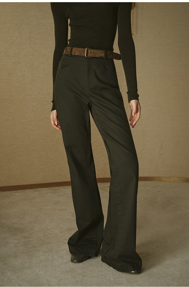 Structured Flared Trousers Pine Grey Green