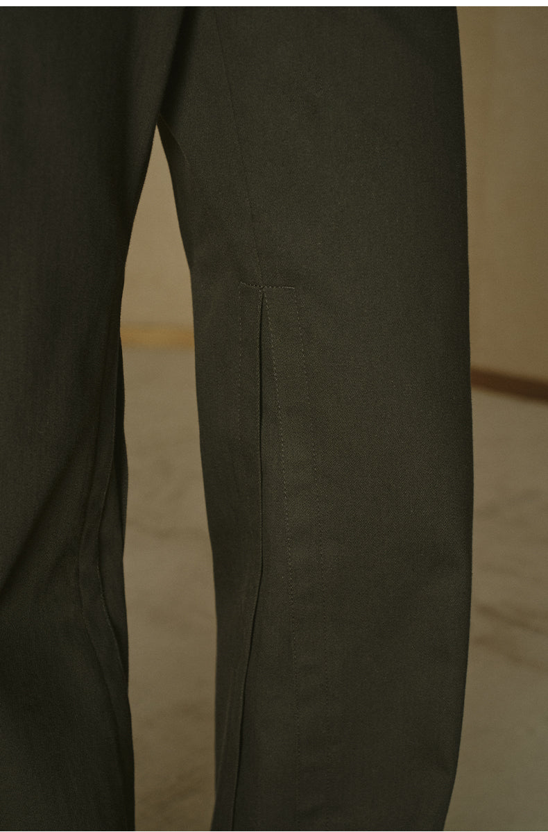 Structured Flared Trousers Pine Grey Green