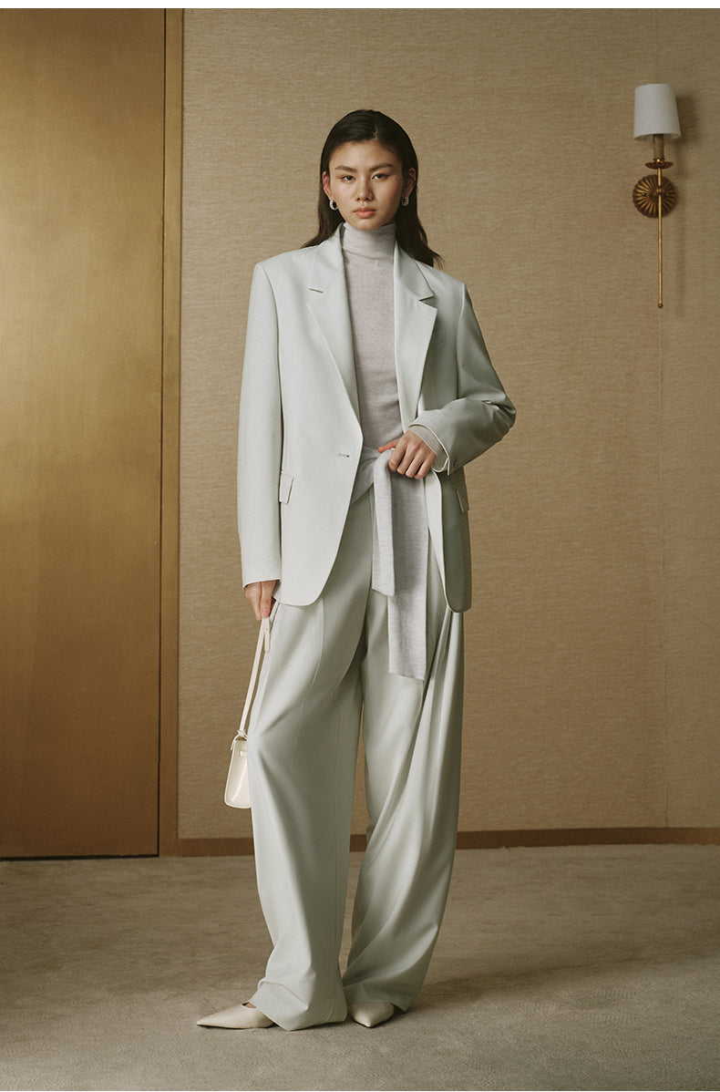 Light Green Summer Wool Trousers - Light Green