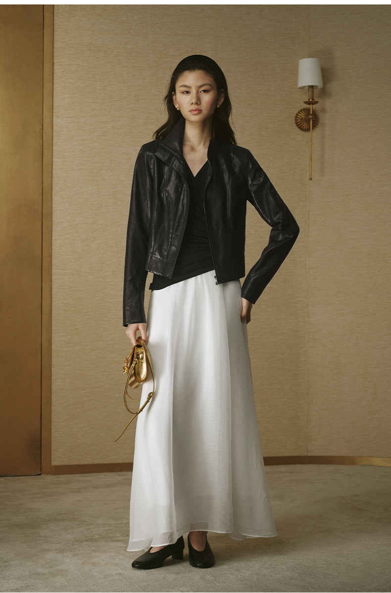 Layered Tencel Wool Dress Ink Black