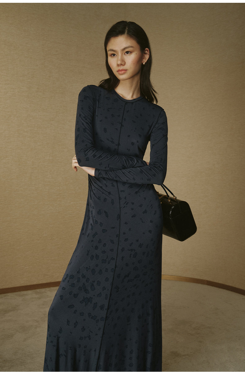 Leopard Print Lyocell Dress - Grey Black Leopard