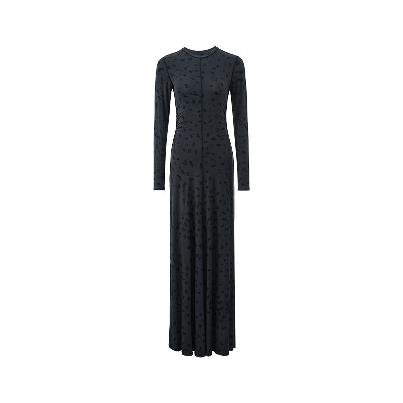 Leopard Print Lyocell Dress - Grey Black Leopard
