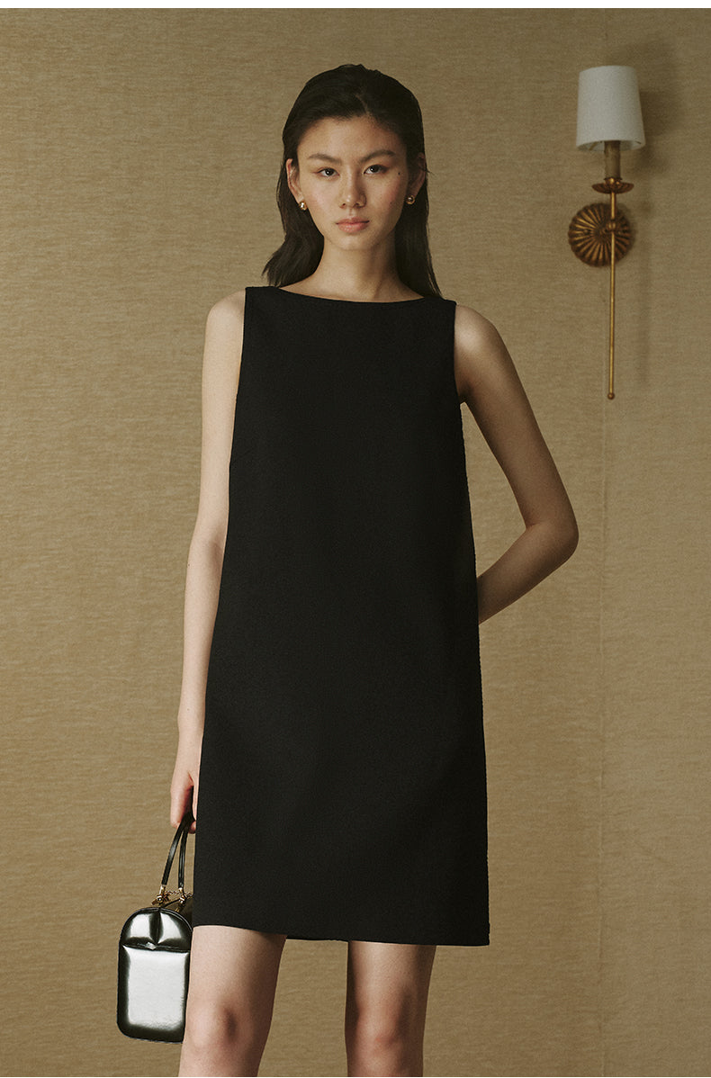 Minimal Sleeveless Dress - Ink Black