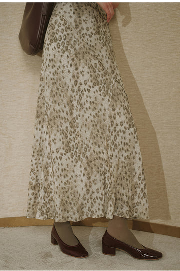Printed Halter Slip Dress Beige Coffee Leopard