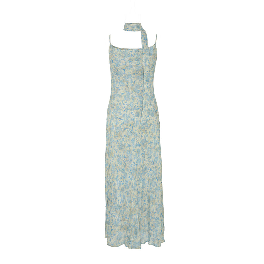 Printed Halter Slip Dress