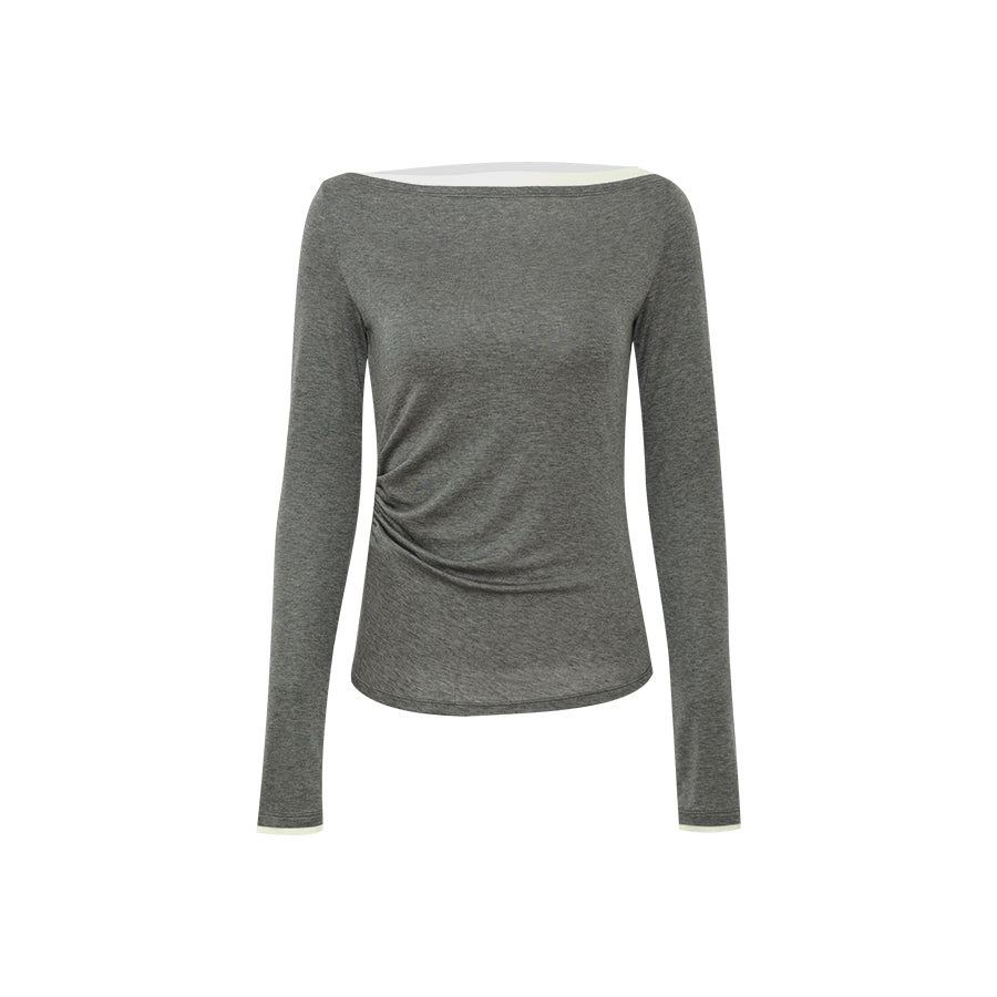 Contrast Boatneck Long Sleeve