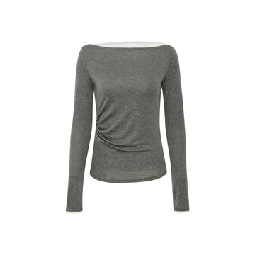 Contrast Boatneck Long Sleeve