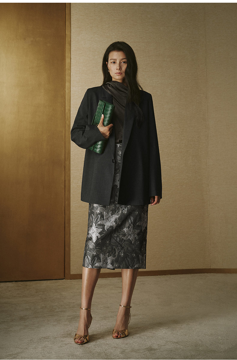 Summer Wool Drawstring Blazer - Night Grey