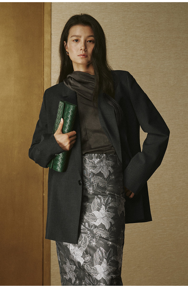 Summer Wool Drawstring Blazer - Night Grey