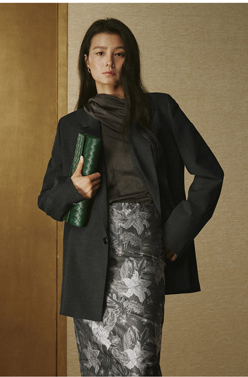 Summer Wool Drawstring Blazer - Night Grey