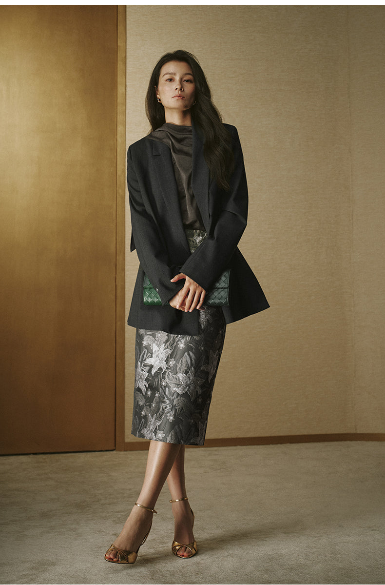Summer Wool Drawstring Blazer - Night Grey
