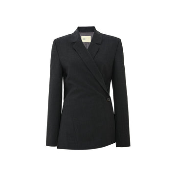 Summer Wool Drawstring Blazer - Night Grey