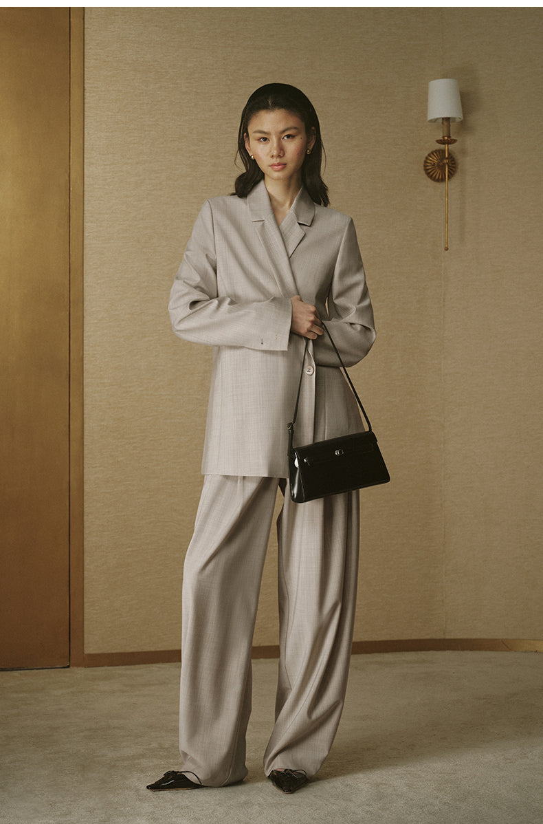 Summer Wool Drawstring Blazer - Oat Beige