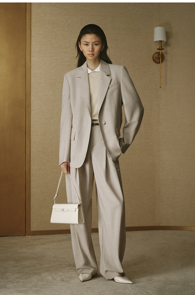 Summer Wool Single-Breasted Blazer - Oat Beige