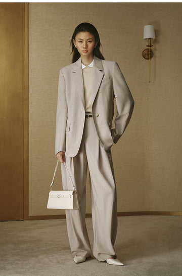 Summer Wool Single-Breasted Blazer - Oat Beige