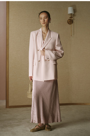 Double-Breasted Peak-Lapel Blazer - Mist Pink
