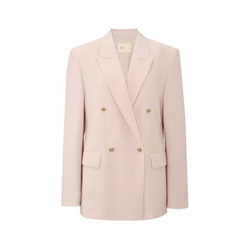 Double-Breasted Peak-Lapel Blazer - Mist Pink