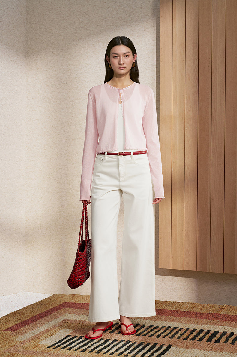 Embroidered White Jeans Ivory White