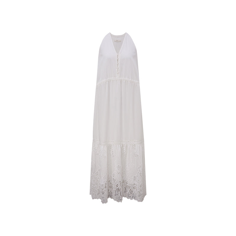 ZZ2FMWLQ065 Lyocell Embroidered Dress Ivory White